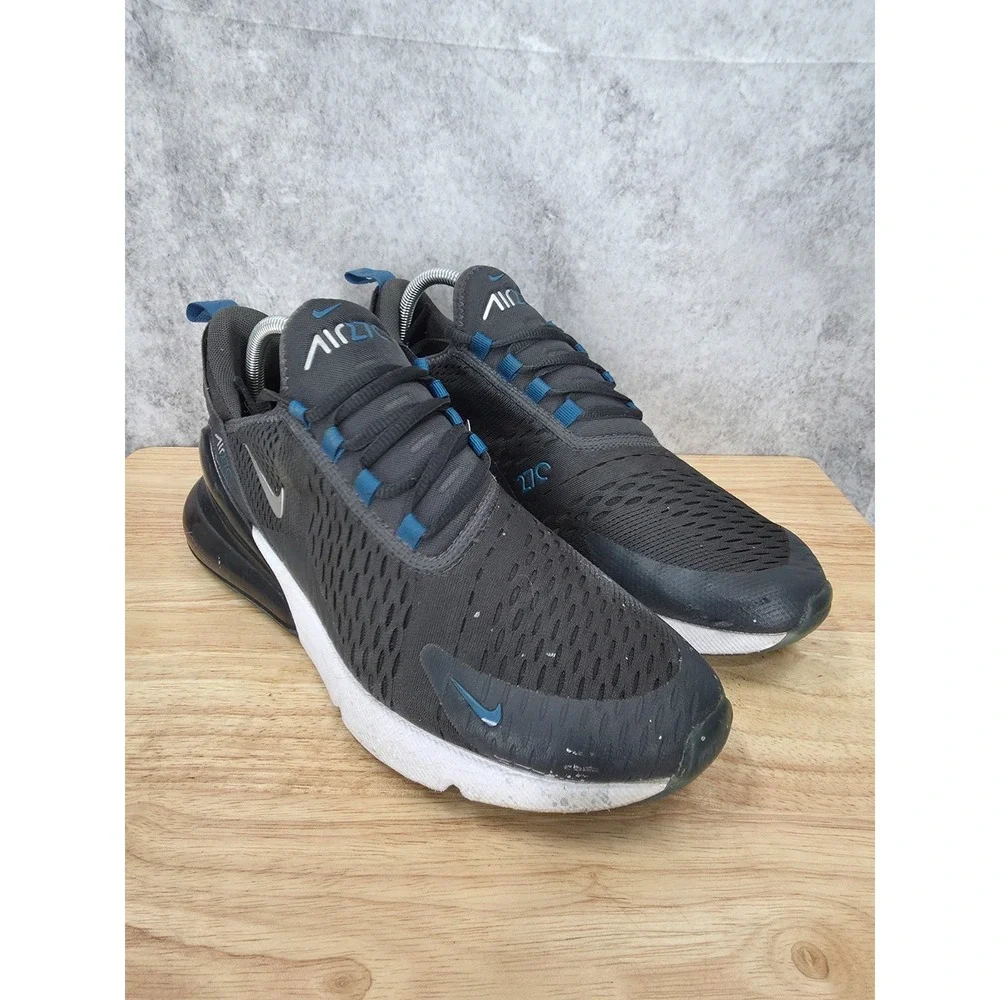 Nike Air Max 270 Running Shoes Mens 10 Anthracite Industrial Blue Sneakers *